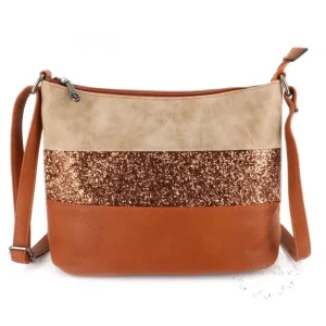 sac bandoulière paillettes femme multicolore camel