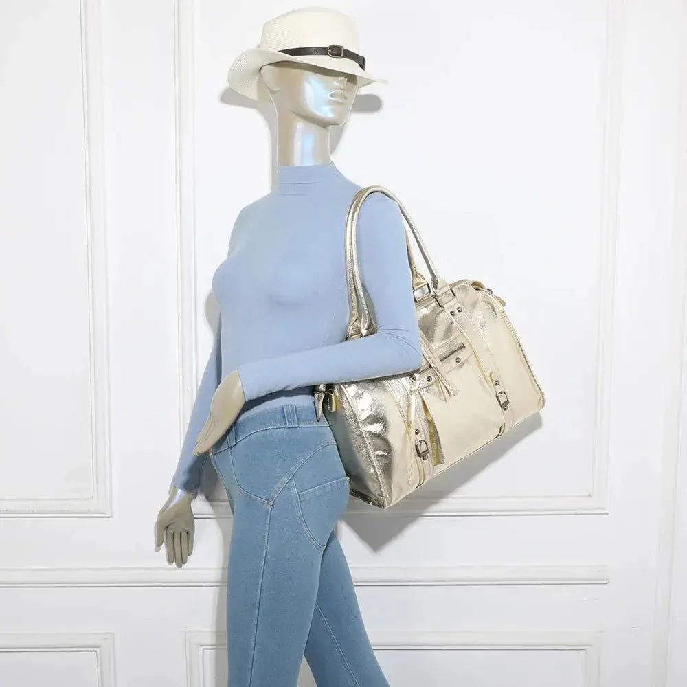 Grand sac à main bowling irisé doré – Image 5