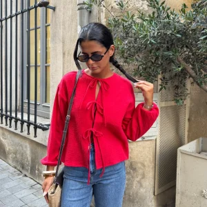 Blouse texturée à nouer