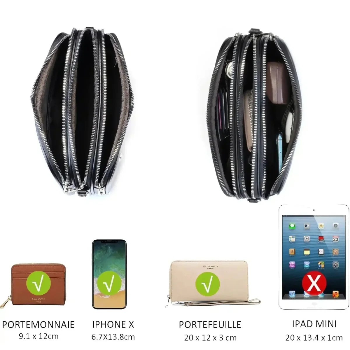 Sac bandoulières femme multipoches bleu – Image 9