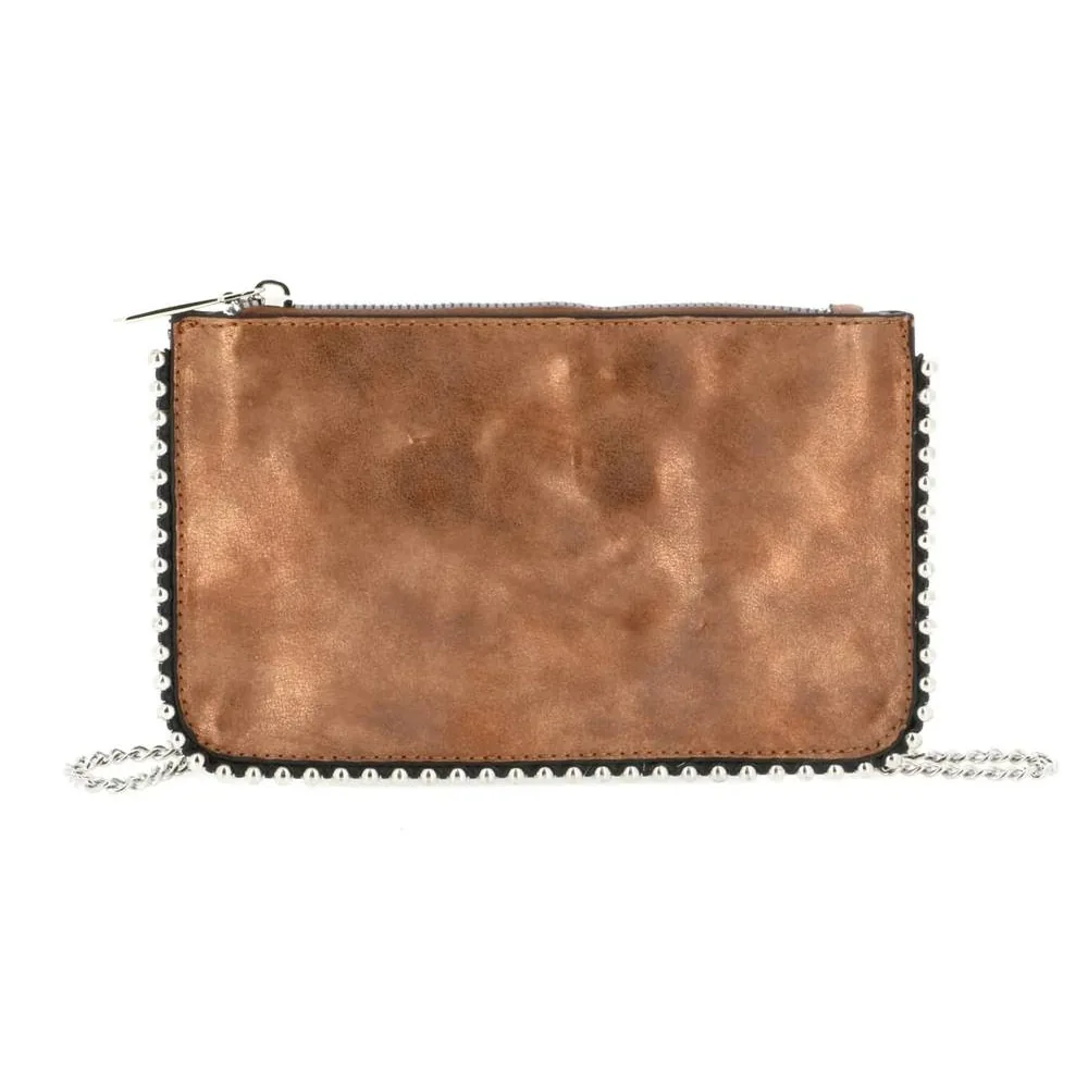 Pochette chaînette femme à bille brillant marron – Image 2