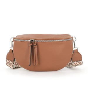 Sac banane femme similicuir grainé camel