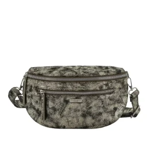 Sac banane bandoulière suédine marron métal