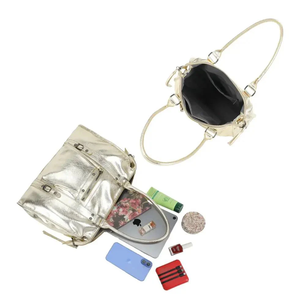 Grand sac à main bowling irisé doré – Image 6