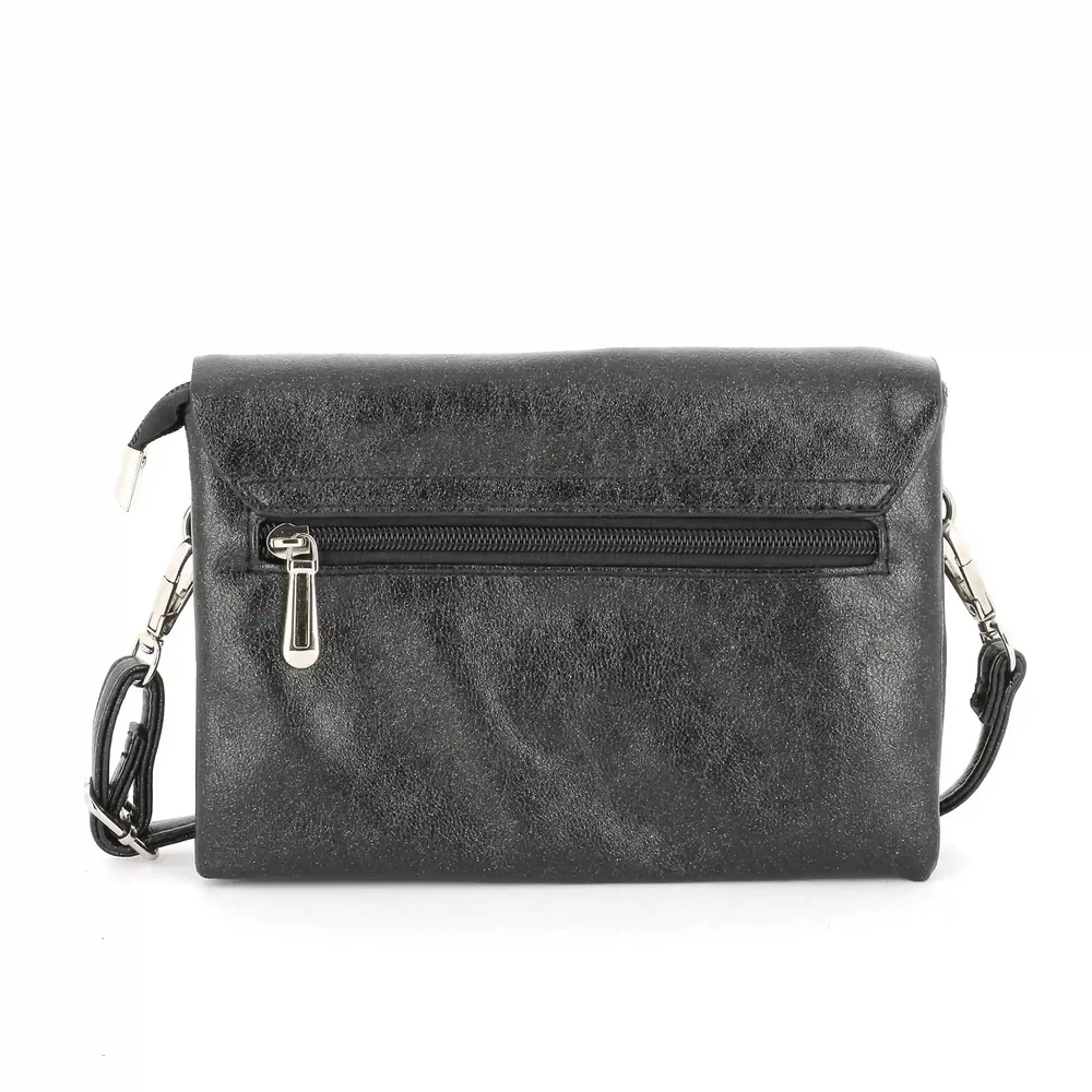 Sac bandoulière femme irisé rabat noir – Image 4