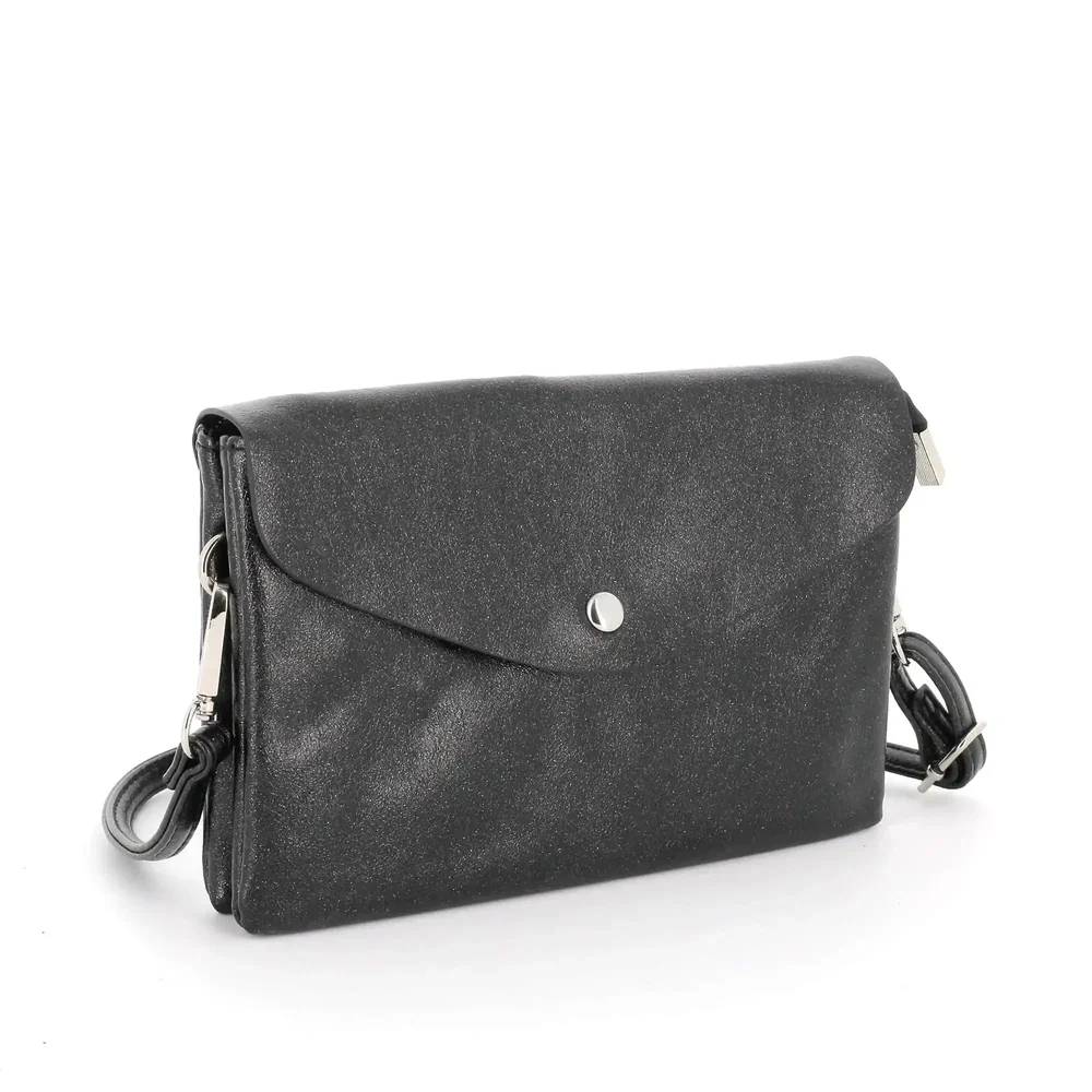 Sac bandoulière femme irisé rabat noir – Image 3