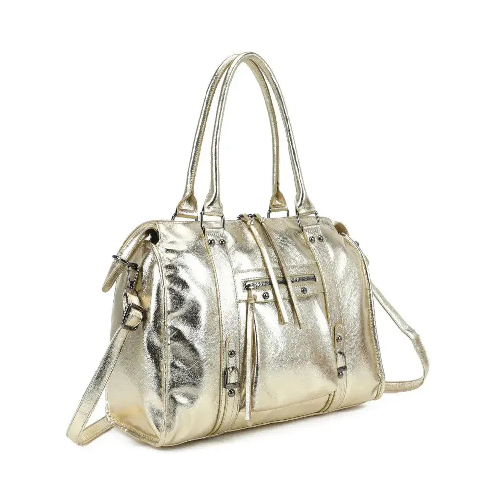 Grand sac à main bowling irisé doré – Image 3