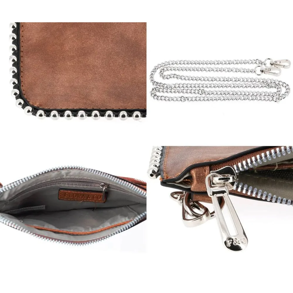 Pochette chaînette femme à bille brillant marron – Image 5