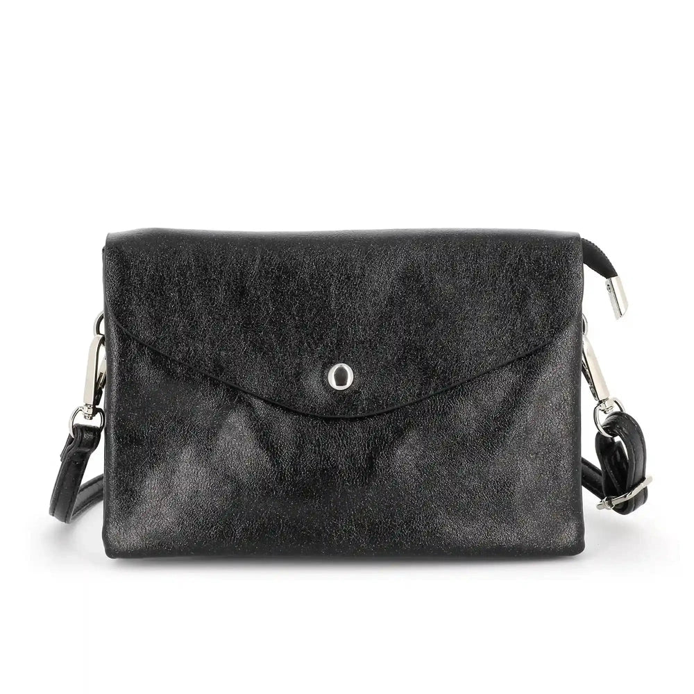 Sac bandoulière femme irisé rabat noir – Image 2