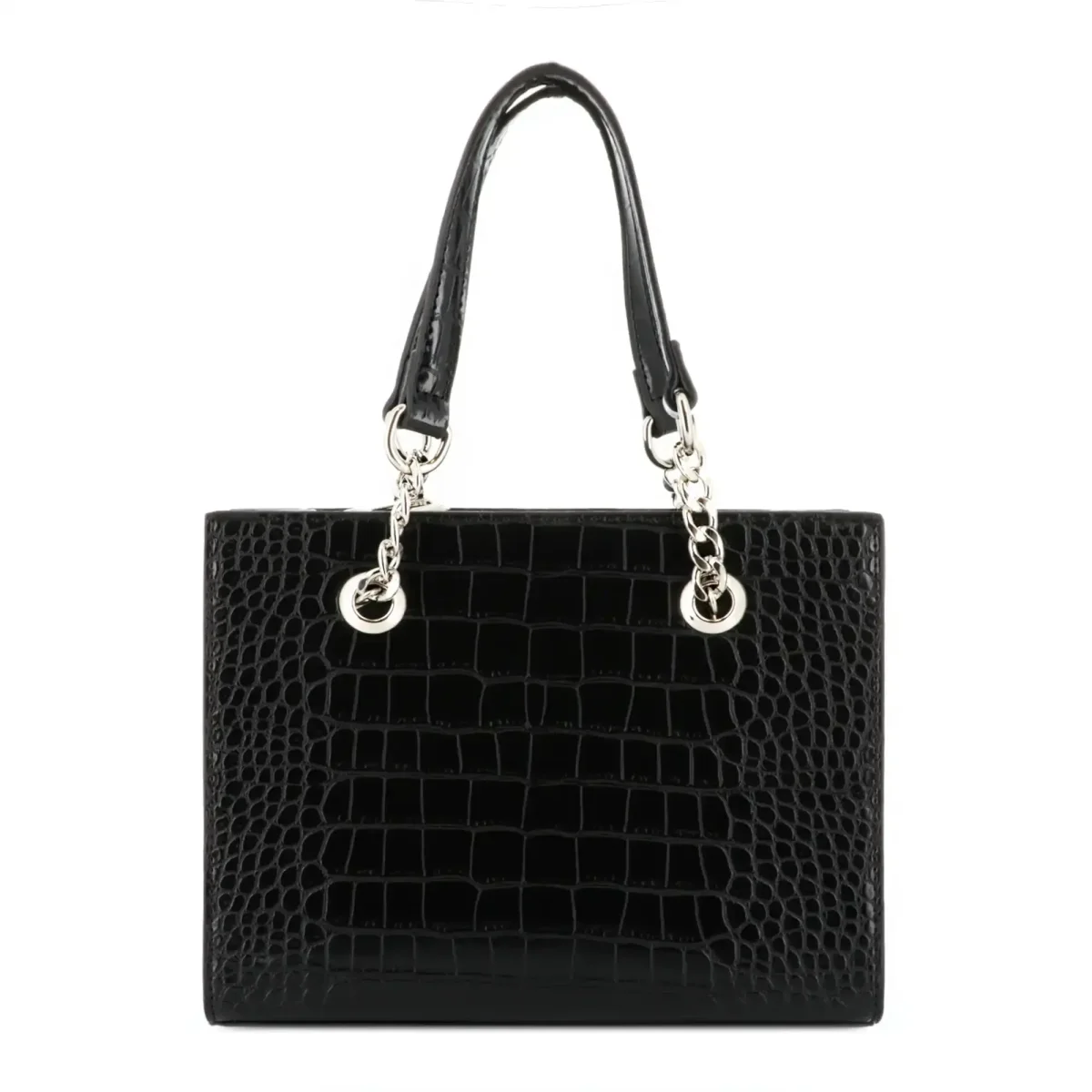 Sac à main bandoulière chaîne croco noir – Image 6