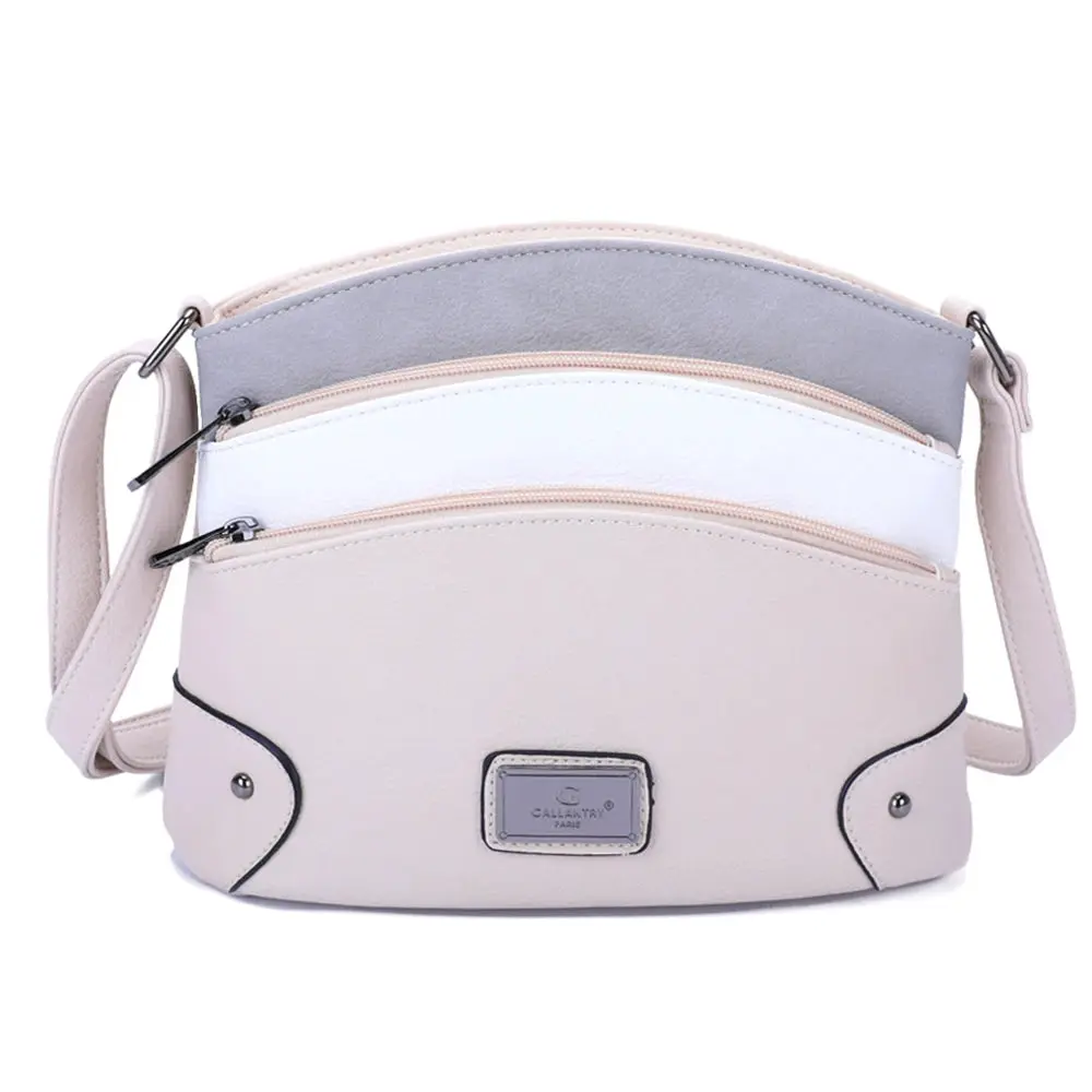 Sac bandoulière femme multicolore grainé Beige Gris – Image 2