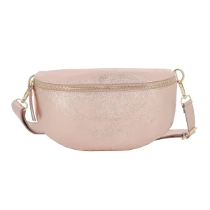 Sac banane cuir irisé fantasie Or Rose