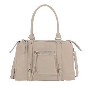 Grand sac cabas bowling effet daim Beige