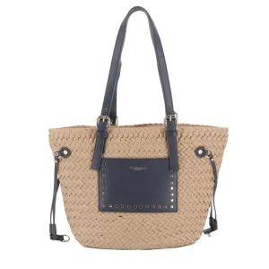 Sac plage paille tressé Femme Bleu