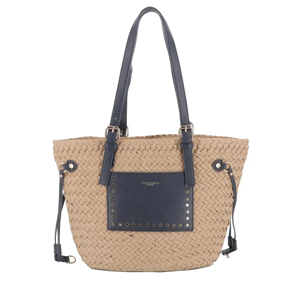 Sac plage paille tressé Femme Bleu