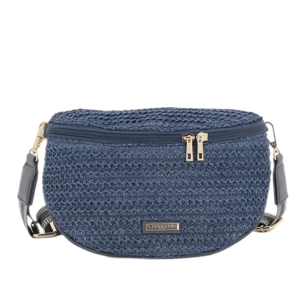 Sac banane paille tressé Bleu – Image 2