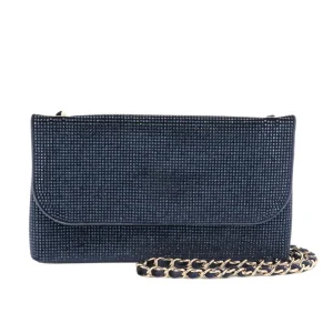 Sac pochette de soirée strass Bleu