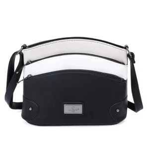 Sac bandoulière femme multicolore grainé Noir Beige