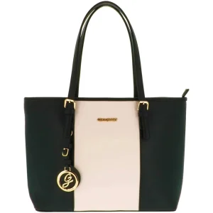 Sac de cours femme à rayures bicolores beige