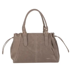Sac Cabas Bowling Lacet Suédé Taupe