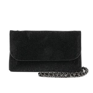 Sac pochette de soirée strass Noir