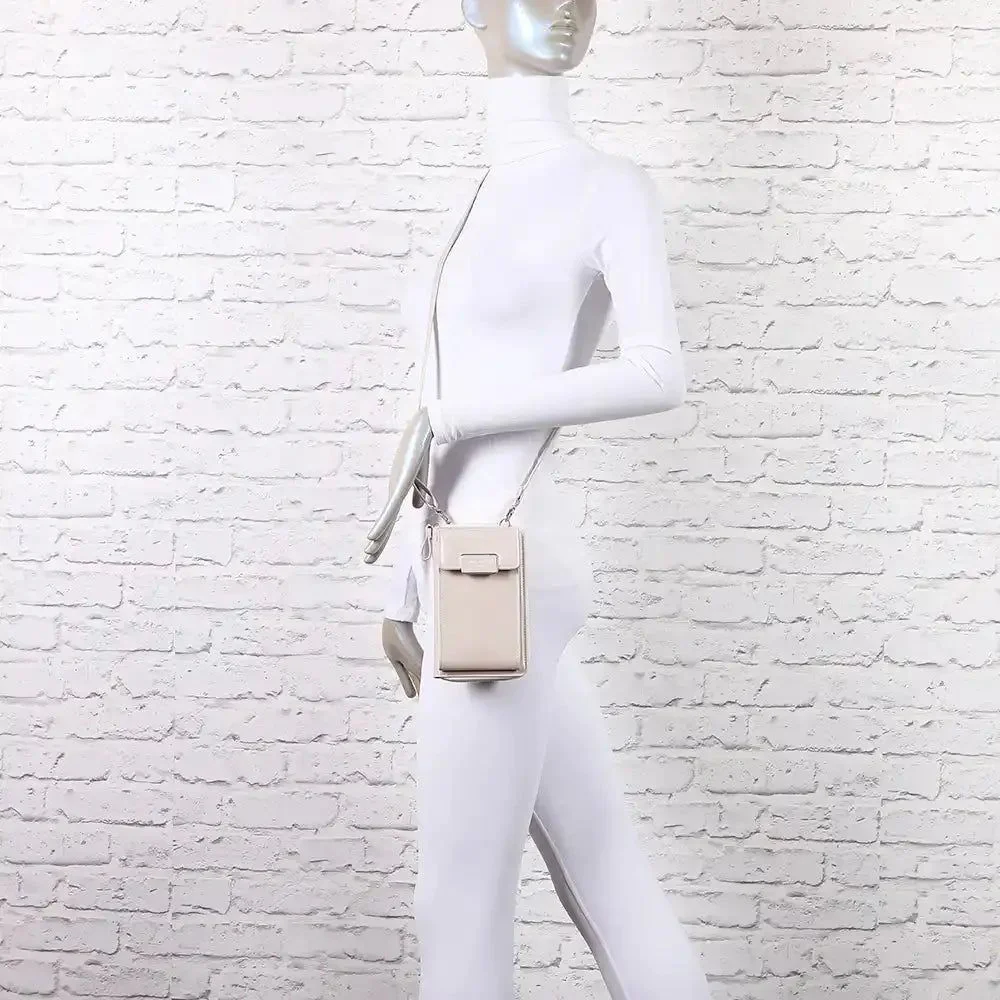 Pochette téléphone plate tout-en-un femme beige – Image 3