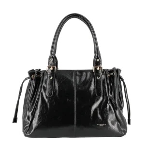 Sac cabas bowling lacet similicuir lisse Noir