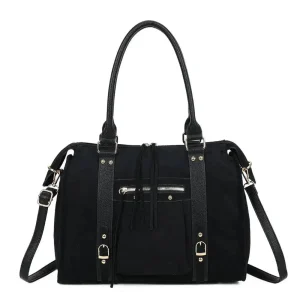 Grand sac bowling similicuir suédine femme Noir