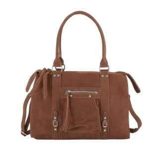 Grand sac cabas bowling effet daim Camel