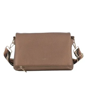 Sac bandoulière large multipoches Marron Métal