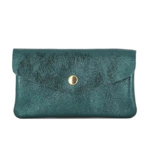 Porte-monnaie cartes femme cuir irisé 051 Bleu Canard