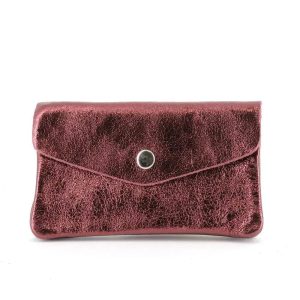 Porte-monnaie cartes femme cuir irisé 051 Bordeaux