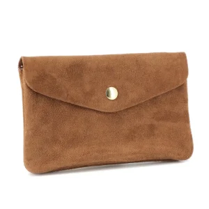 Grand portefeuille cuir suède compatible passeport Marron