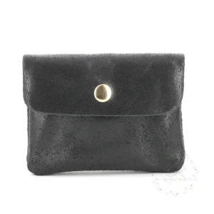 Porte-Monnaie Cuir Suédé Grainé 041C Noir