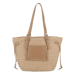 Sac plage paille tressé Femme Camel