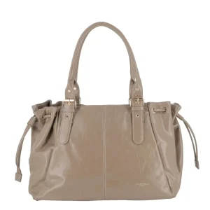 Sac cabas bowling lacet similicuir lisse Taupe