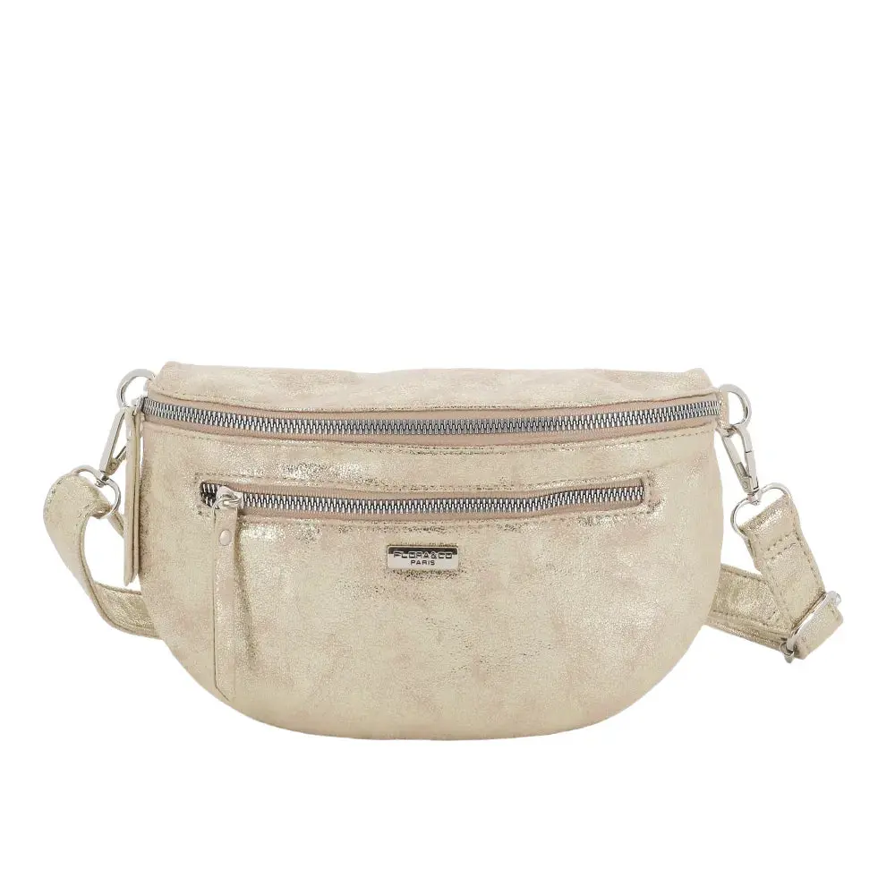 Sac banane bandoulière suédine Or Clair