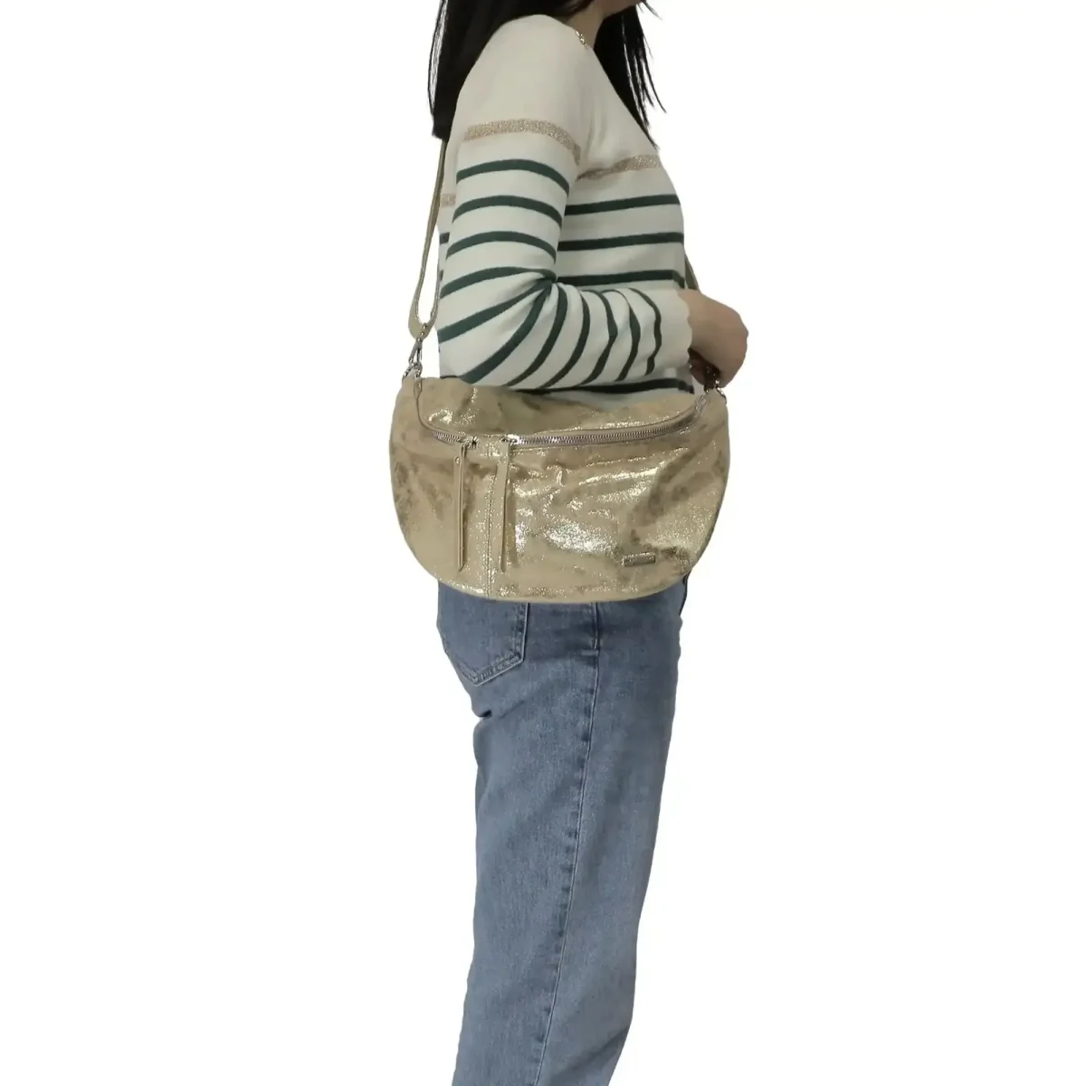 Sac banane bandoulière femme irisé Or – Image 4