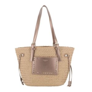 Sac plage paille tressé Femme Marron Métal