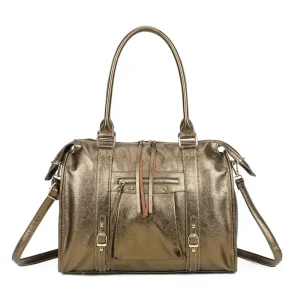 Grand sac à main bowling irisé bronze (détails dorés)