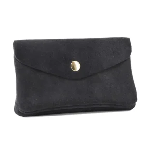 Grand portefeuille cuir suède compatible passeport Bleu Marine