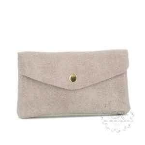 Portefeuille mi-long cuir suédé grainé 05C Beige
