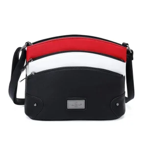 Sac bandoulière femme multicolore grainé Noir Rouge