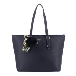 Sac à main de cours pompon foulard bleu marine