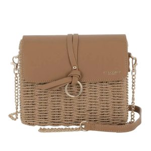 Sac bandoulière chaîne en paille Beige Taupe