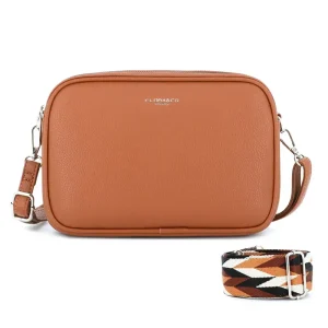 Sac bandoulières femme multipoches camel