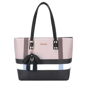 Sac cabas femme a4 multicolore rayure noir