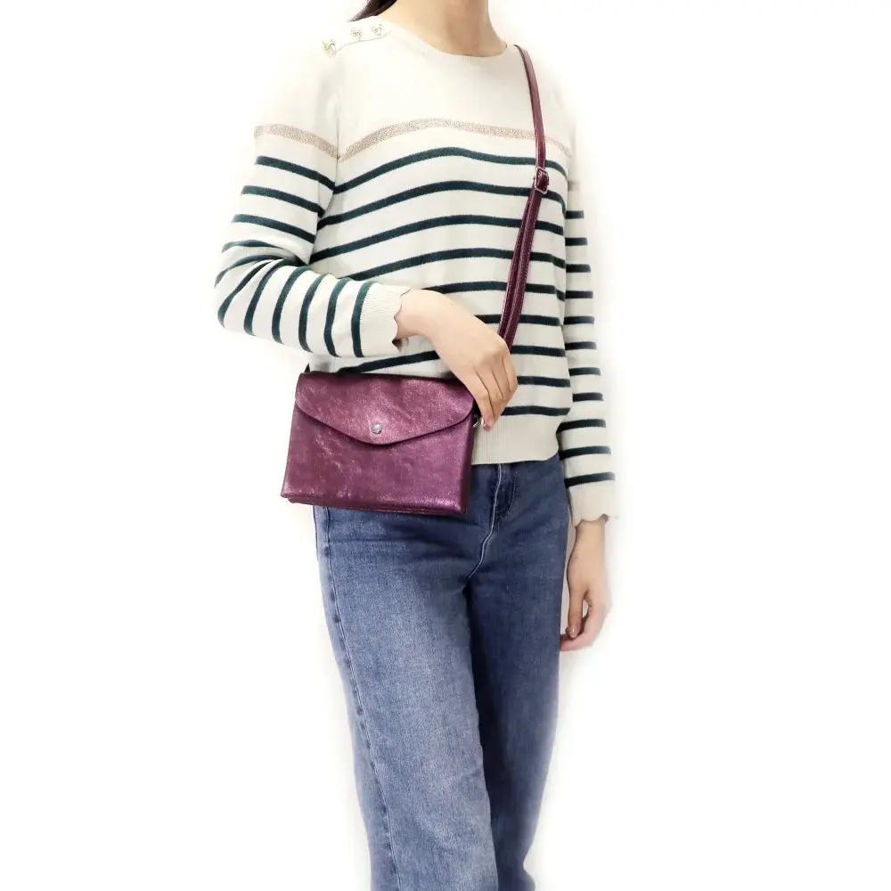 Sac bandoulière femme irisé rabat violet – Image 4