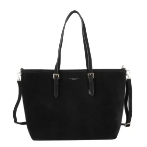 Grand sac cabas daim femme format A4 Noir