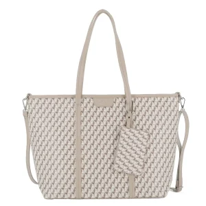 Sac cabas a4 femme géométrique rétro beige